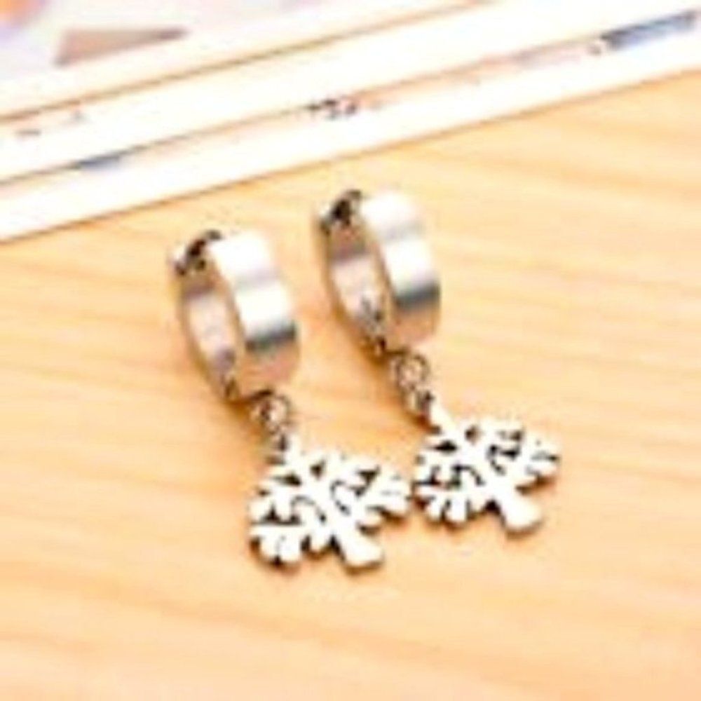 Womens Silver Tree of Life Buckle Hoop Earrings